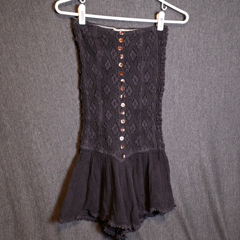 Free People Jen's Pirate Booty Women's XS Strapless Romper Black